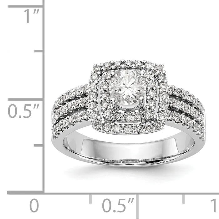14K White Gold Round Simulated Diamond Cushion Halo Engagement Ring Goldiacom Rings