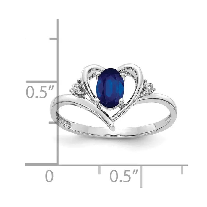 14k White Gold Sapphire and Real Diamond Heart Ring Goldiacom Rings