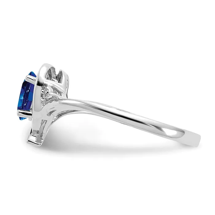 14k White Gold Sapphire and Real Diamond Heart Ring Goldiacom Rings
