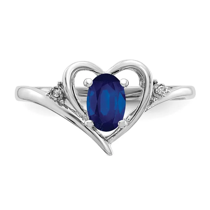 14k White Gold Sapphire and Real Diamond Heart Ring Goldiacom Rings