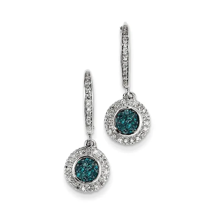 14k White Gold w Blue and White Real Diamond Leverback Earrings Goldia Earrings 14k White Gold w Blue and White Real Diamond Leverback Earrings Goldia Earrings