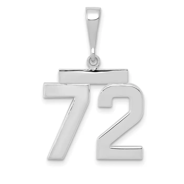 14k White Goldw Medium Polished Number 72 Charm Goldia Charm Necklaces