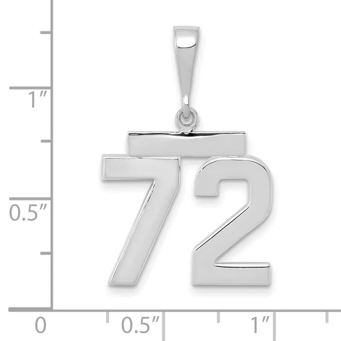 14k White Goldw Medium Polished Number 72 Charm Goldia Charm Necklaces