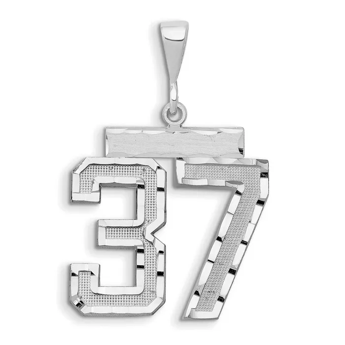 14k White Goldw Small Brushed Diamondcut Number 37 Charm Goldia Charm Necklaces 14k White Goldw Small Brushed Diamondcut Number 37 Charm Goldia Charm Necklaces