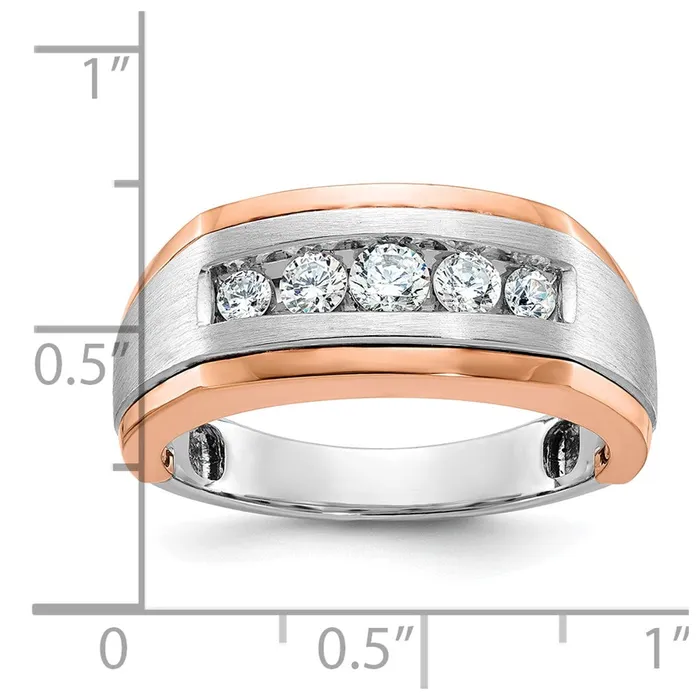 14k WhiteRose Gold Twotone Gold WhiteRose Mens Satin 12 carat Diamond Complete Ring Goldia Rings