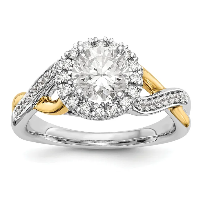 14K Yellow and White Gold Round Simulated Diamond Halo Engagement Ring Goldiacom Rings 14K Yellow and White Gold Round Simulated Diamond Halo Engagement Ring Goldiacom Rings