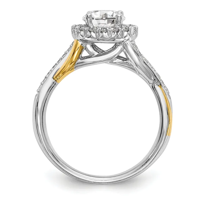14K Yellow and White Gold Round Simulated Diamond Halo Engagement Ring Goldiacom Rings