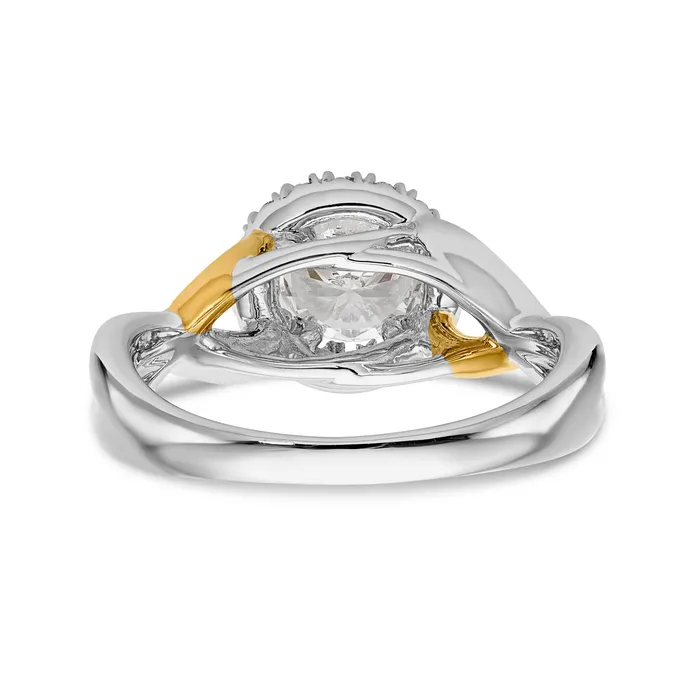 14K Yellow and White Gold Round Simulated Diamond Halo Engagement Ring Goldiacom Rings