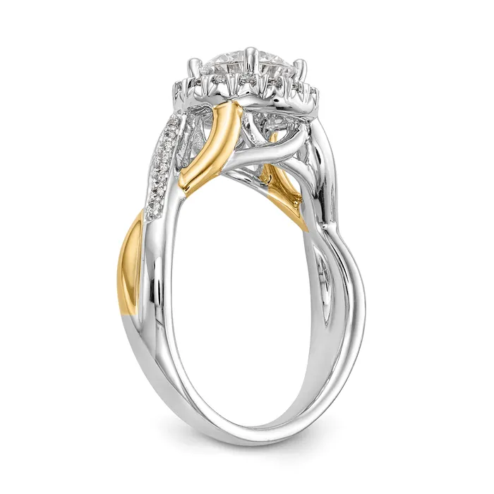 14K Yellow and White Gold Round Simulated Diamond Halo Engagement Ring Goldiacom Rings