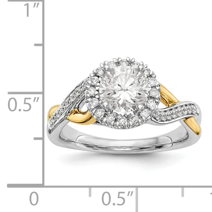 14K Yellow and White Gold Round Simulated Diamond Halo Engagement Ring Goldiacom Rings