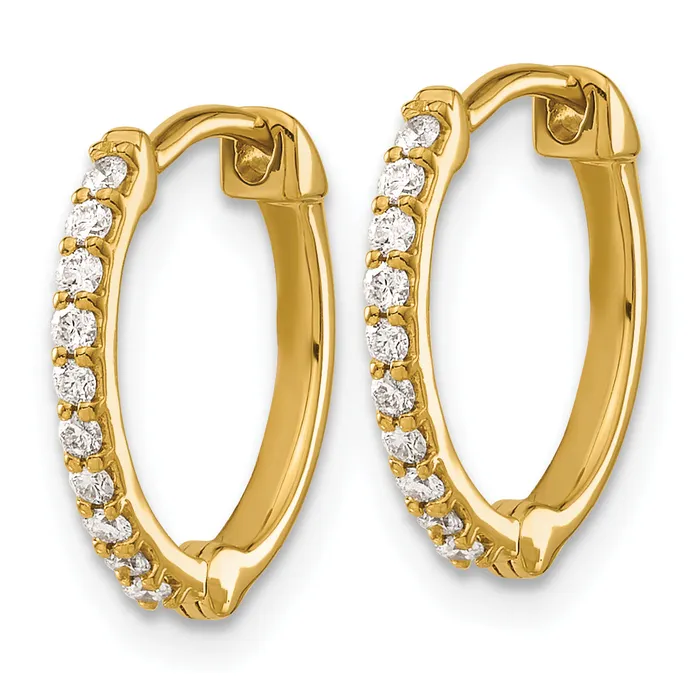 14k Yellow Gold 15 Ct Lab Grown Diamond VSSI G Hinged Hoop Earrings Goldia Earrings