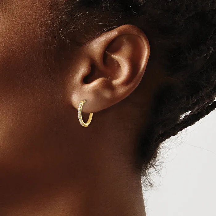14k Yellow Gold 15 Ct Lab Grown Diamond VSSI G Hinged Hoop Earrings Goldia Earrings