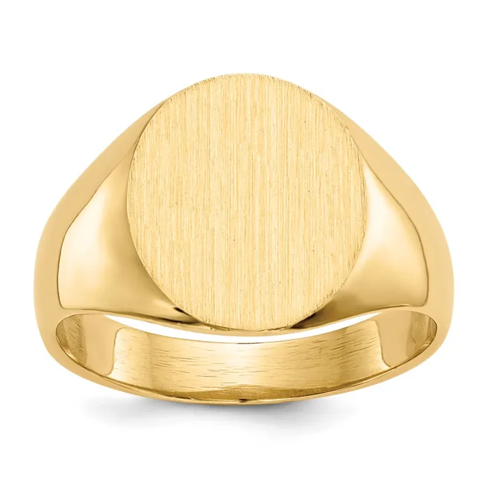 14K Yellow Gold 125x115mm Open Back Mens Signet Ring Goldia Rings