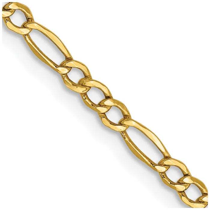 14K Yellow Gold 18 inch 25mm SemiSolid Figaro with Lobster Clasp Chain Necklace MDS Necklaces 14K Yellow Gold 18 inch 25mm SemiSolid Figaro with Lobster Clasp Chain Necklace MDS Necklaces