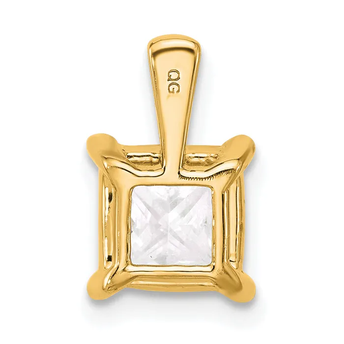 14k Yellow Gold 2 12 Ct Certified Lab Grown Diamond VSSI G Princess Four Prong Pendant Goldia Necklaces