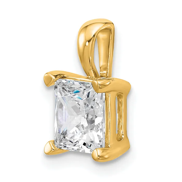 14k Yellow Gold 2 12 Ct Certified Lab Grown Diamond VSSI G Princess Four Prong Pendant Goldia Necklaces