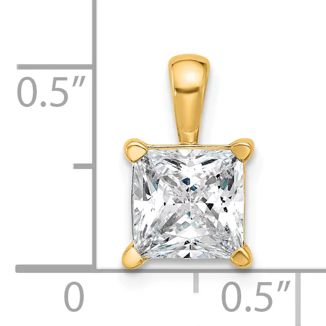 14k Yellow Gold 2 12 Ct Certified Lab Grown Diamond VSSI G Princess Four Prong Pendant Goldia Necklaces