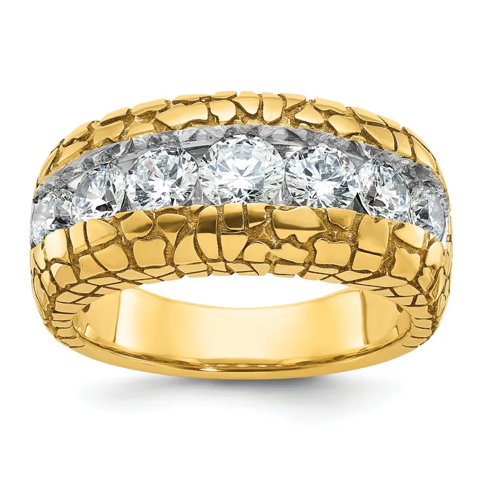 14k Yellow Gold 2 Ct Lab Grown Diamond VSSI G Mens Nugget Ring Goldia Rings 14k Yellow Gold 2 Ct Lab Grown Diamond VSSI G Mens Nugget Ring Goldia Rings