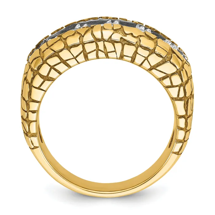 14k Yellow Gold 2 Ct Lab Grown Diamond VSSI G Mens Nugget Ring Goldia Rings
