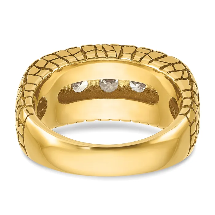 14k Yellow Gold 2 Ct Lab Grown Diamond VSSI G Mens Nugget Ring Goldia Rings
