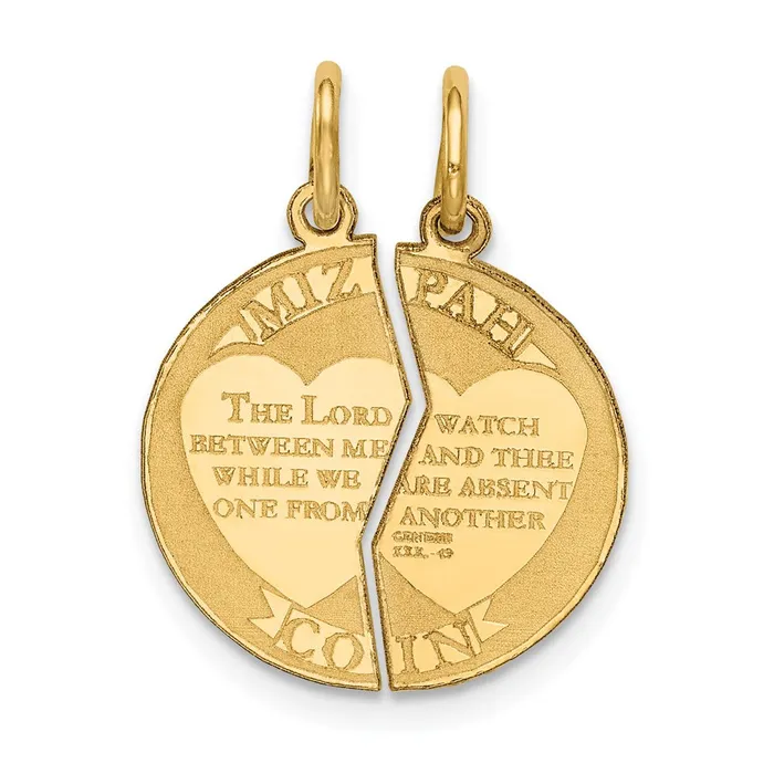 14k Yellow Gold 2piece Mizpah Charm Goldia Charm Necklaces