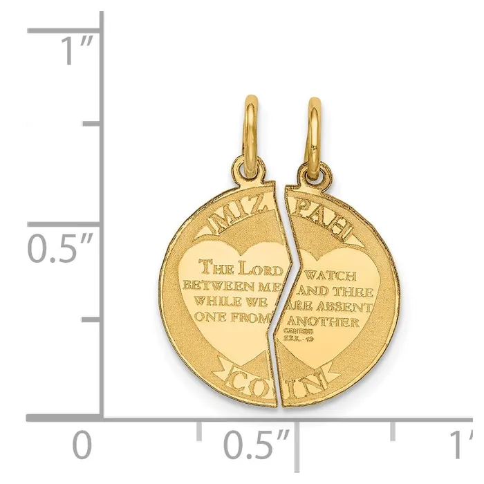 14k Yellow Gold 2piece Mizpah Charm Goldia Charm Necklaces
