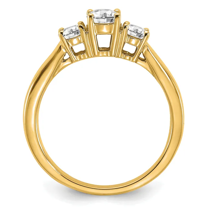 14k Yellow Gold 38 Ct Ct Lab Grown Diamond VSSI G 38 Ct Center Round Three Stone Engagement Ring Goldia Rings