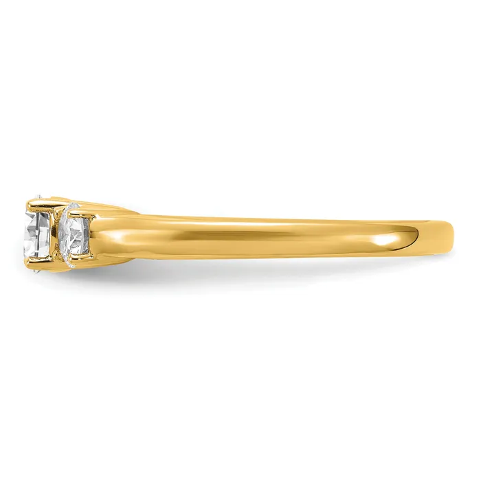 14k Yellow Gold 38 Ct Ct Lab Grown Diamond VSSI G 38 Ct Center Round Three Stone Engagement Ring Goldia Rings