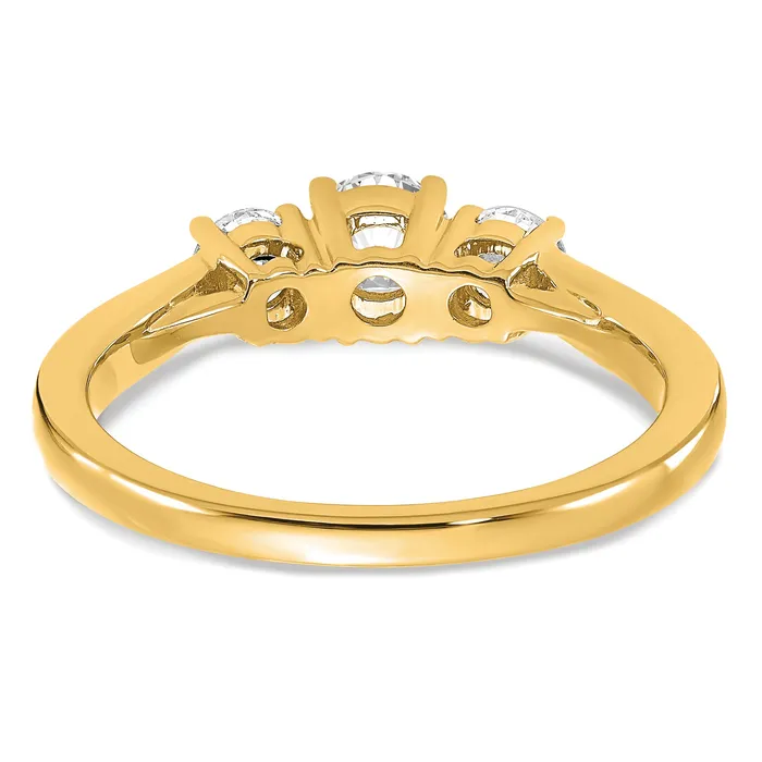 14k Yellow Gold 38 Ct Ct Lab Grown Diamond VSSI G 38 Ct Center Round Three Stone Engagement Ring Goldia Rings