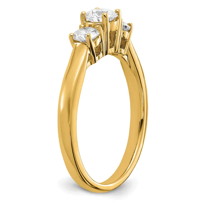 14k Yellow Gold 38 Ct Ct Lab Grown Diamond VSSI G 38 Ct Center Round Three Stone Engagement Ring Goldia Rings