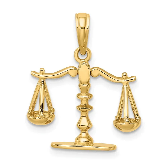14k Yellow Gold 3D Moveable Scales of Justice Pendant Goldia Necklaces