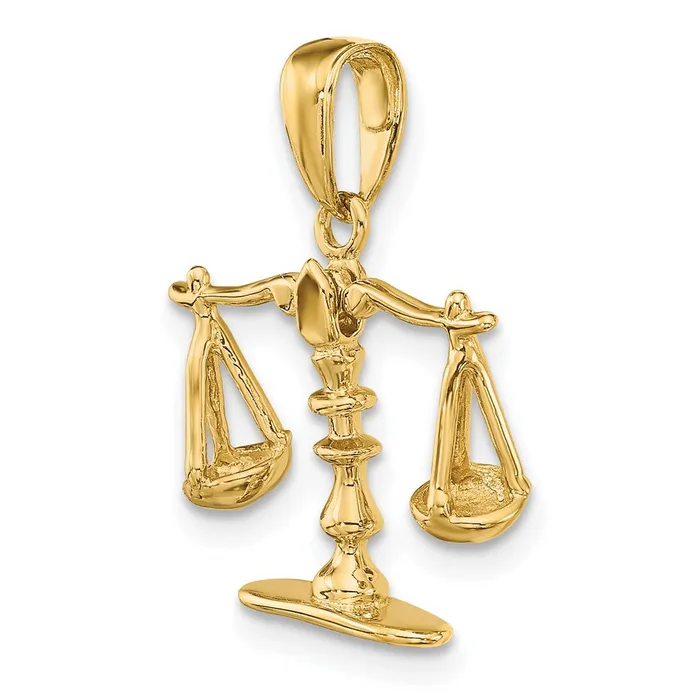 14k Yellow Gold 3D Moveable Scales of Justice Pendant Goldia Necklaces