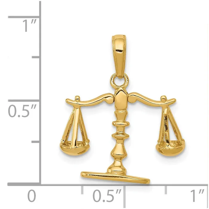 14k Yellow Gold 3D Moveable Scales of Justice Pendant Goldia Necklaces