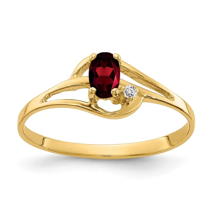 14K Yellow Gold 5x3mm Oval Garnet VS Real Diamond ring Goldiacom Rings