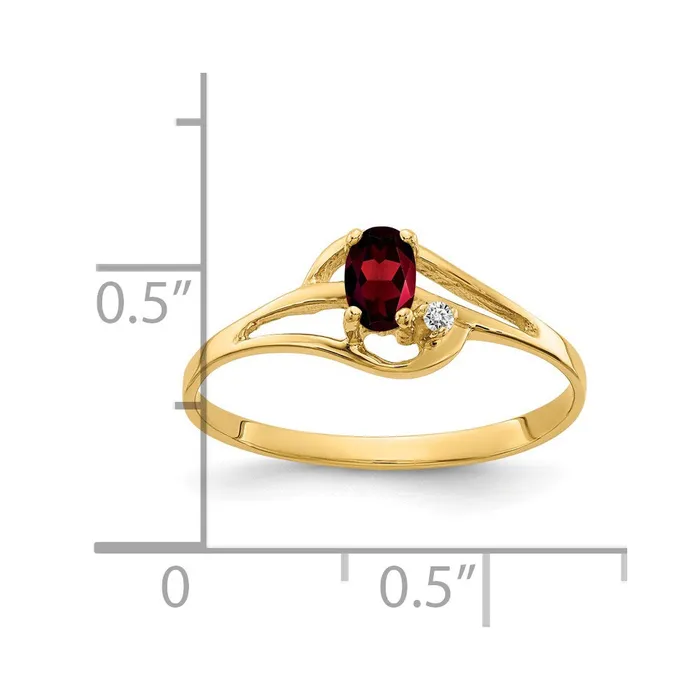 14K Yellow Gold 5x3mm Oval Garnet VS Real Diamond ring Goldiacom Rings