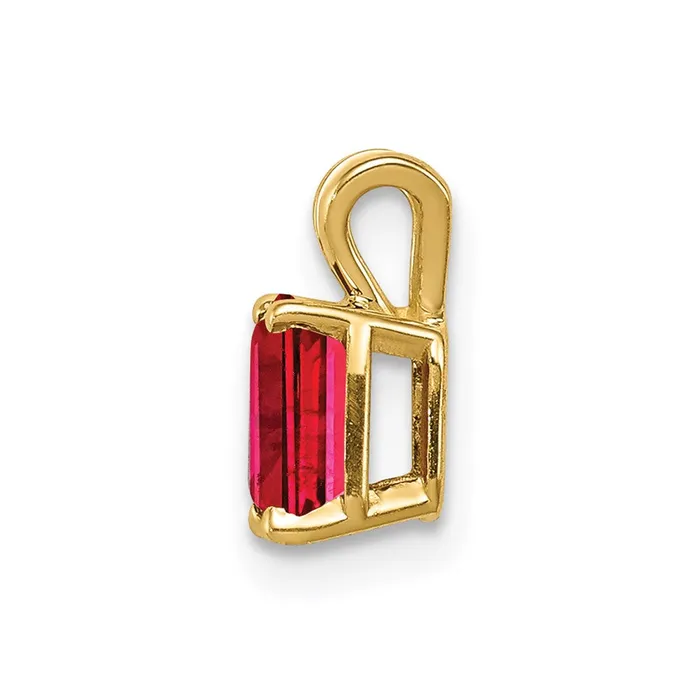 14K Yellow Gold 6x4mm Emerald Cut Ruby pendant Goldia Necklaces