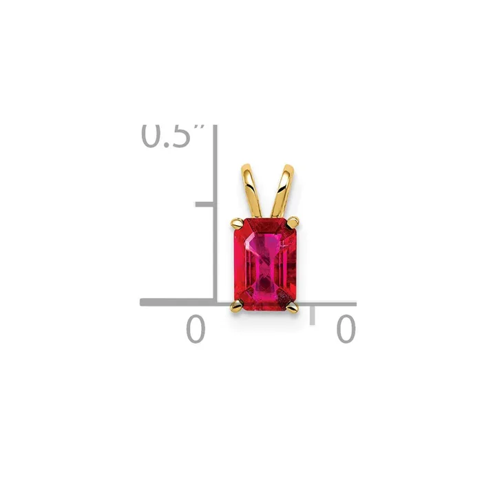 14K Yellow Gold 6x4mm Emerald Cut Ruby pendant Goldia Necklaces