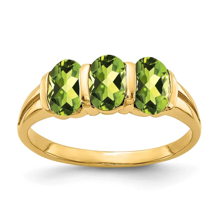 14K Yellow Gold 6x4mm Oval Peridot ring Goldia Rings