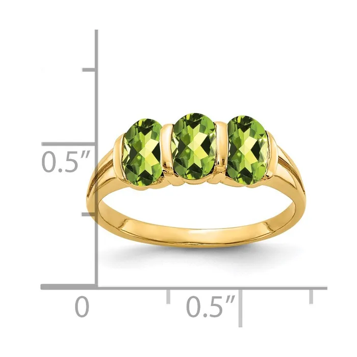 14K Yellow Gold 6x4mm Oval Peridot ring Goldia Rings