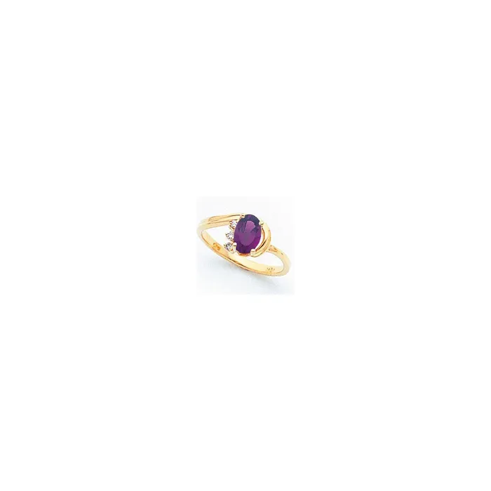 14k Yellow Gold 7x5mm Oval Amethyst VS Diamond ring Goldia Rings