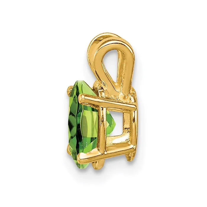 14K Yellow Gold 7x5mm Oval Peridot Checker pendant Goldia Necklaces