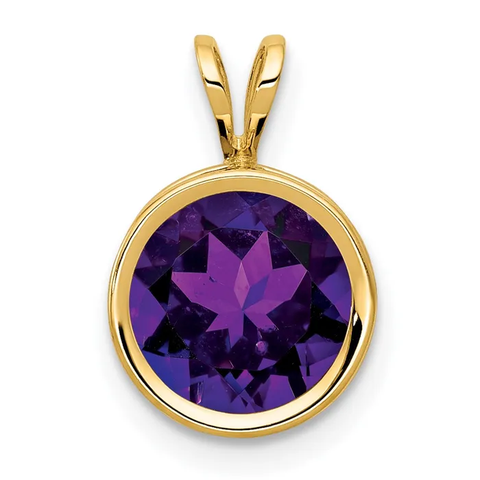 14K Yellow Gold 8mm Amethyst Checker bezel pendant Goldia PreStyled Sets