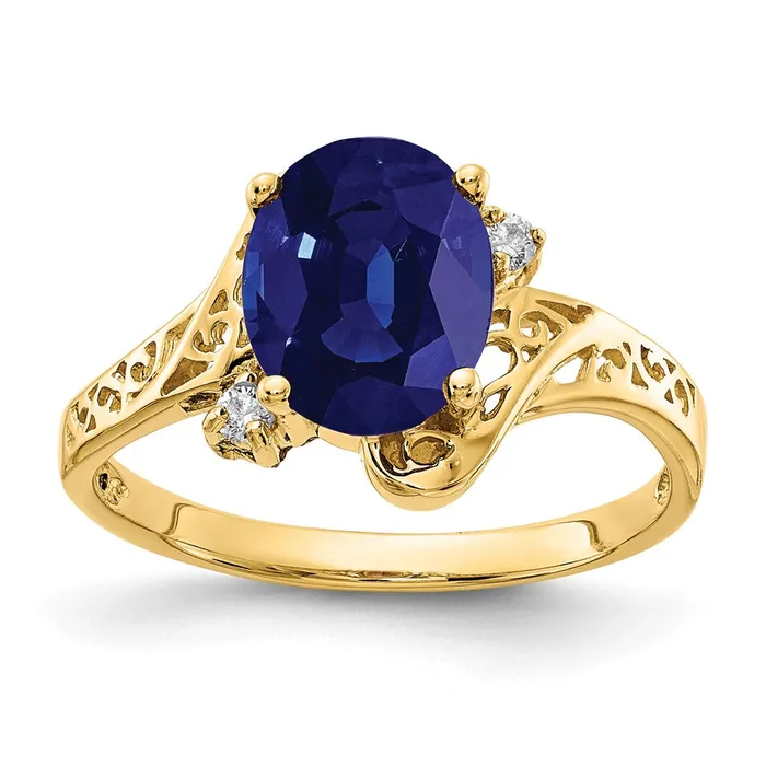14K Yellow Gold 9x7mm Oval Sapphire AAA Real Diamond ring Goldiacom Rings 14K Yellow Gold 9x7mm Oval Sapphire AAA Real Diamond ring Goldiacom Rings