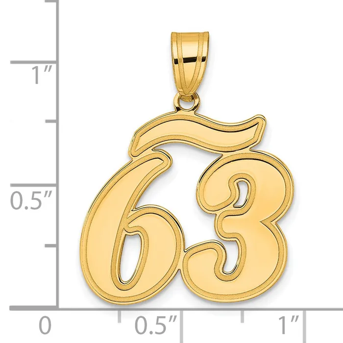 14k Yellow Gold Brushed Border Script Number 63 Pendant Goldia PreStyled Sets