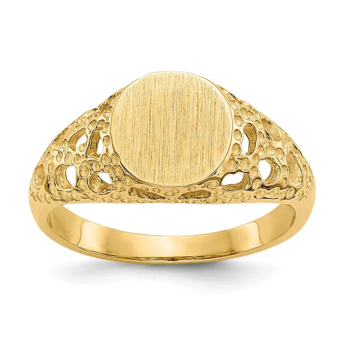 14K Yellow Gold Childs Fancy Signet Ring Goldia Rings