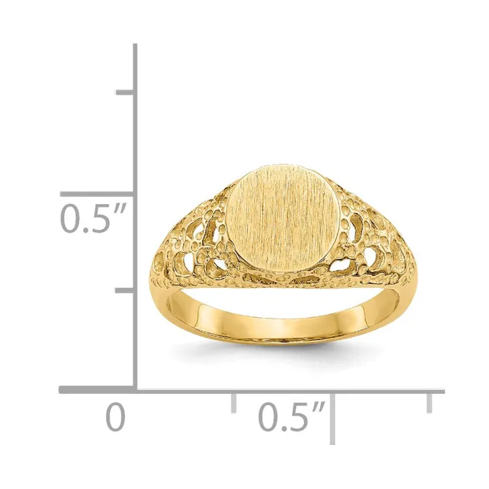 14K Yellow Gold Childs Fancy Signet Ring Goldia Rings