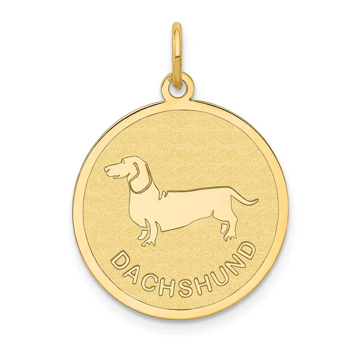 14k Yellow Gold Dachshund Disc Charm Goldia Charm Necklaces