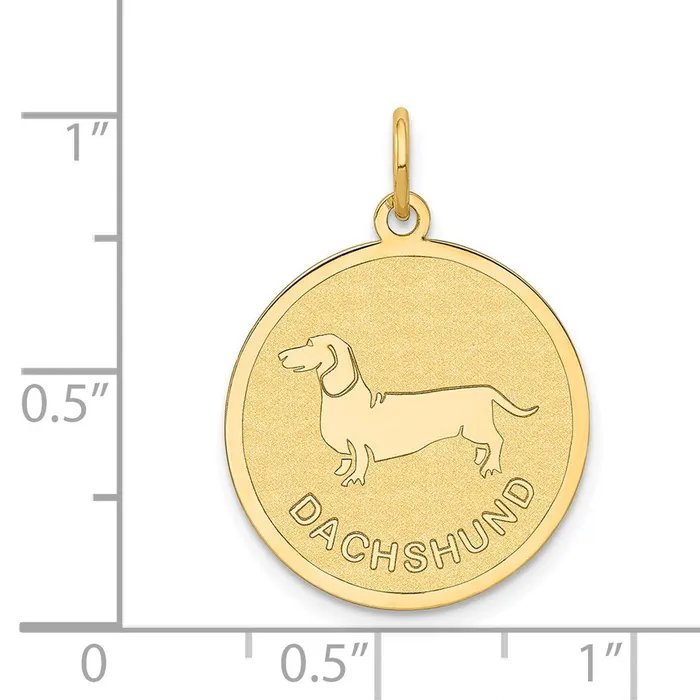 14k Yellow Gold Dachshund Disc Charm Goldia Charm Necklaces