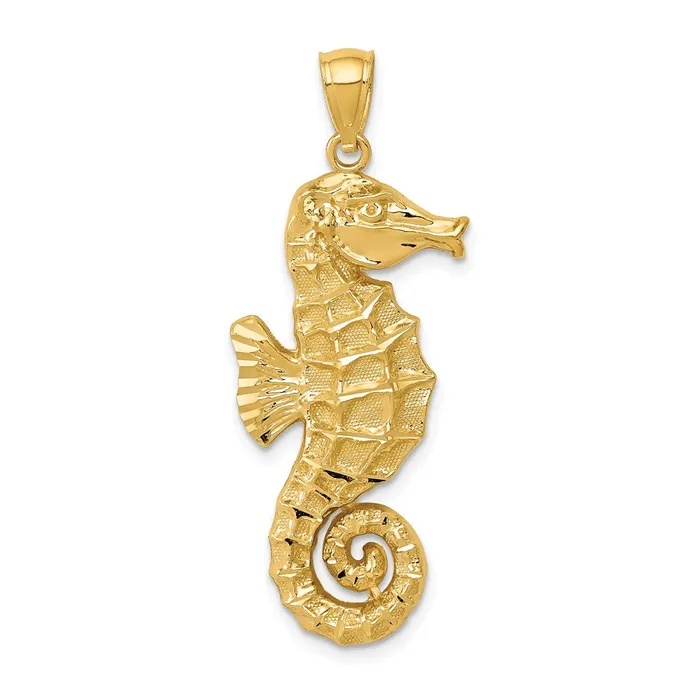 14k Yellow Gold Diamondcut Polished Seahorse Pendant Goldia Necklaces