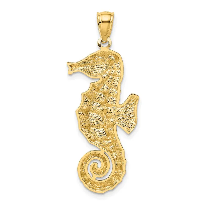 14k Yellow Gold Diamondcut Polished Seahorse Pendant Goldia Necklaces